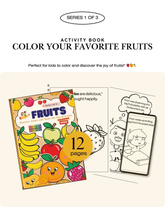 Fruits, Numbers & Shapes – Kids Coloring Pages | Instant Download PDF