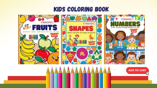 Fruits, Numbers & Shapes – Kids Coloring Pages | Instant Download PDF